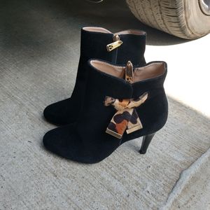 Talbot Black Suede Ankle Boots Animal